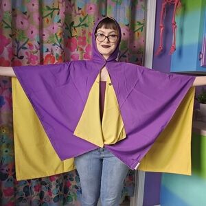 RAINRAP Reversible Purple & Yellow Rain Coat Poncho Hooded Waterproof